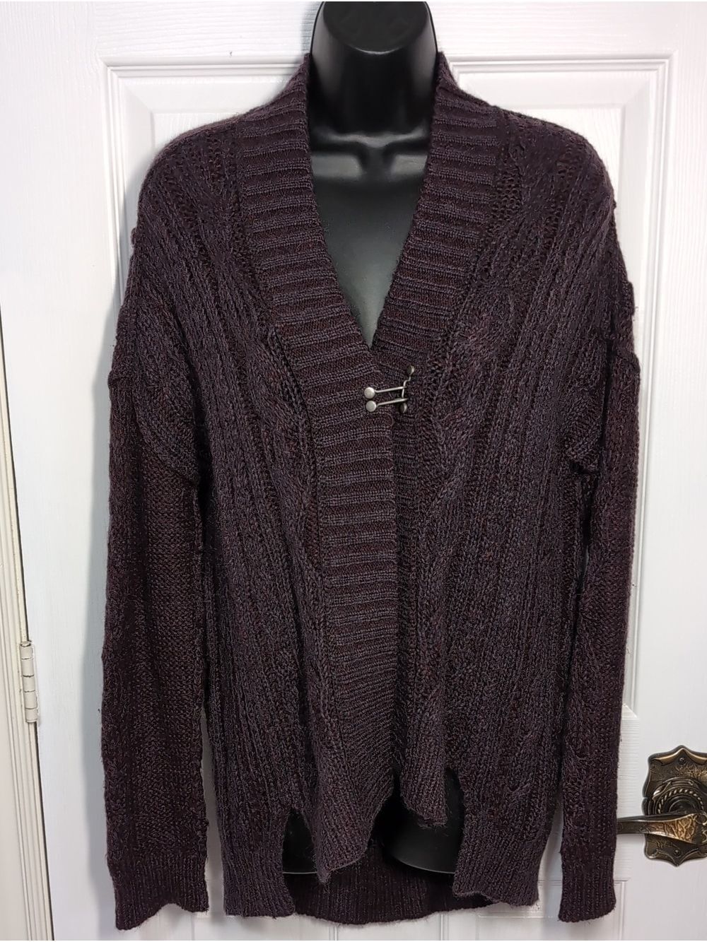 All Saints Spitalfields Oversized Cable knit Cardigan Mohair Wool blend size 4